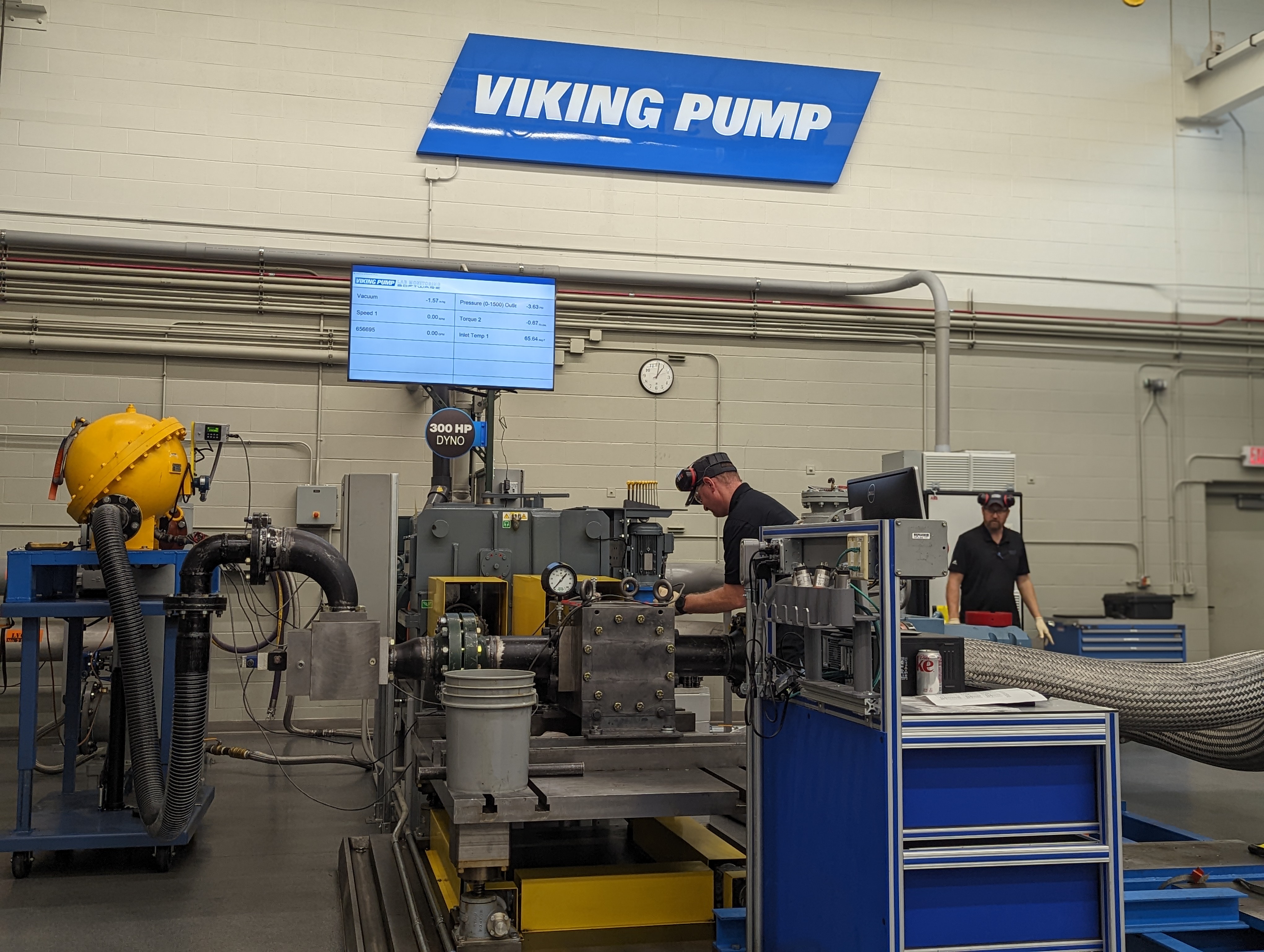 Pump being tested in the product engineering lab