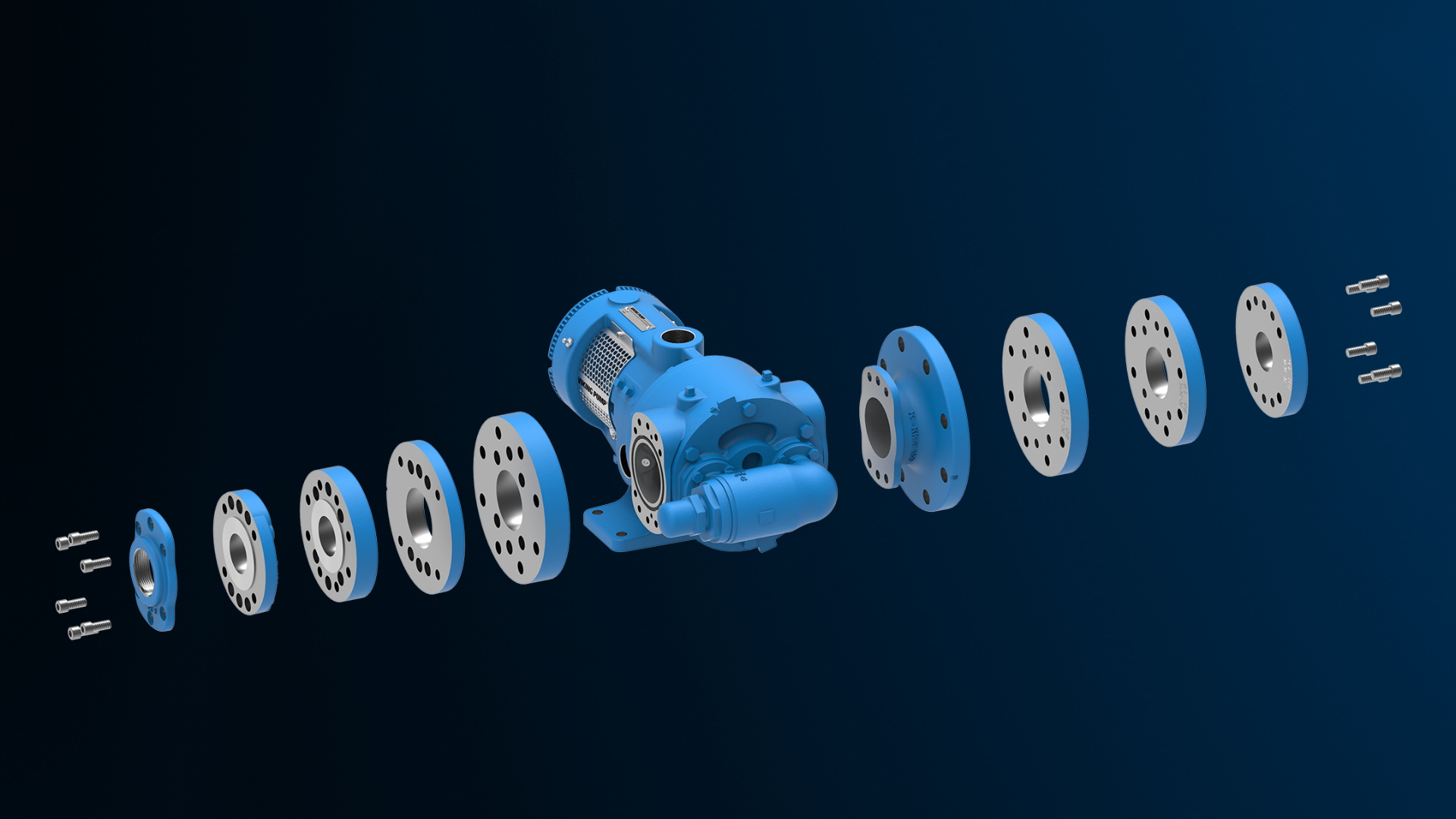 opposite ported pump displaying various port size options